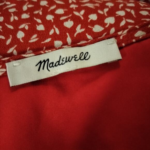 Madewell Size L Kinston Side Button Wrap Top Park Picnic Kilt Red TINY FLAW - Picture 5 of 7